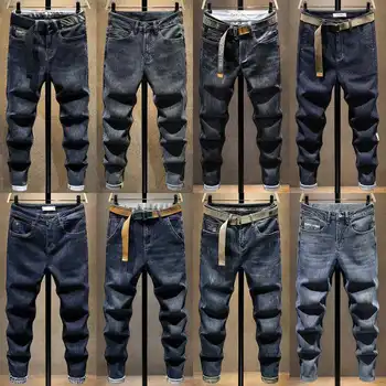 H Men's Jeans Pant Sexy Casual Summer Autumn Male Hole Ripped Skinny Trousers Slim Biker Outwears Denim Jean Pants