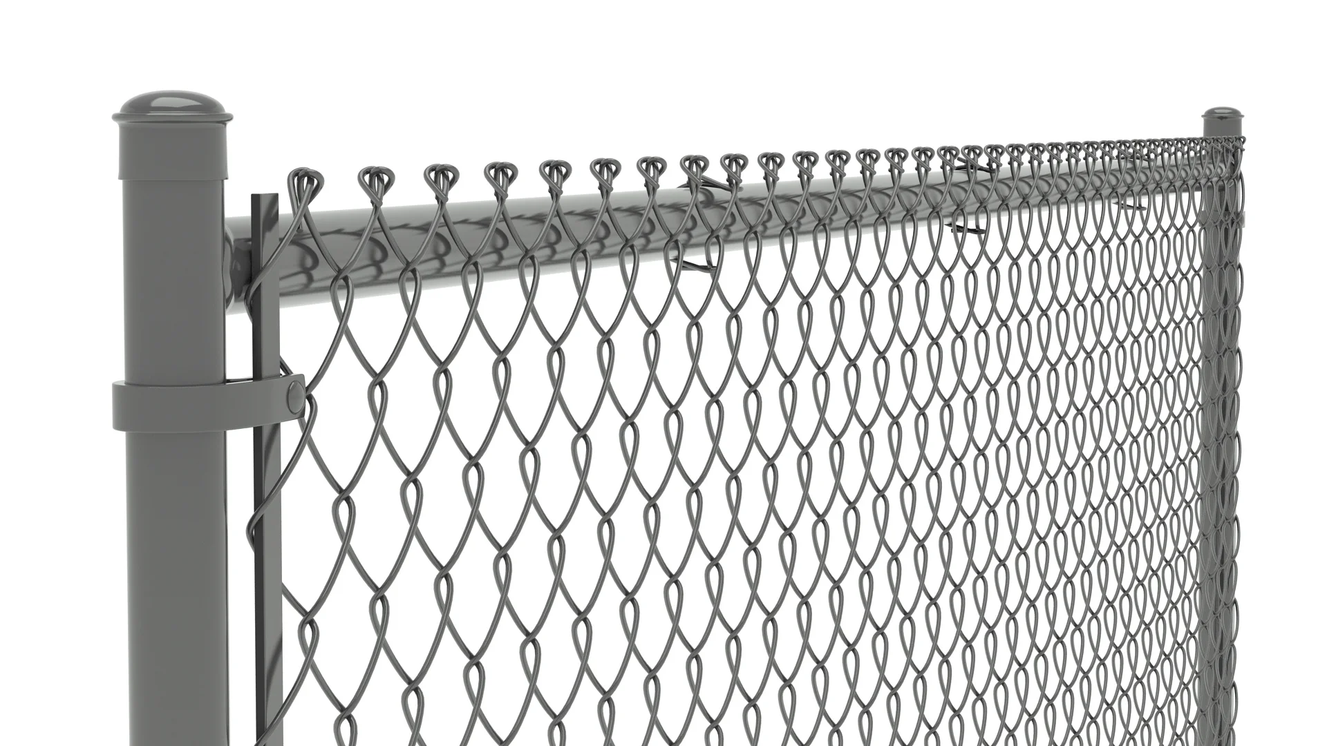 96 Inch Black Chain Link Fence Double Swing Gate Barbed Wire Extension