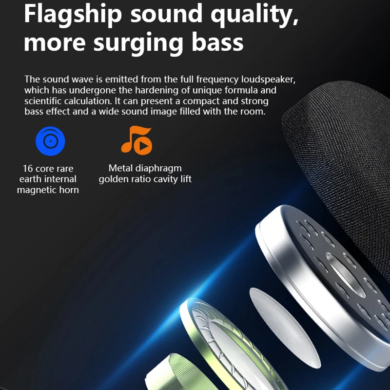 Portable Mini Subwoofer Wireless BT 5.0 TWS Speaker USB Stereo Sound Music Box Outdoor Motorcycle Bike Mini Speaker