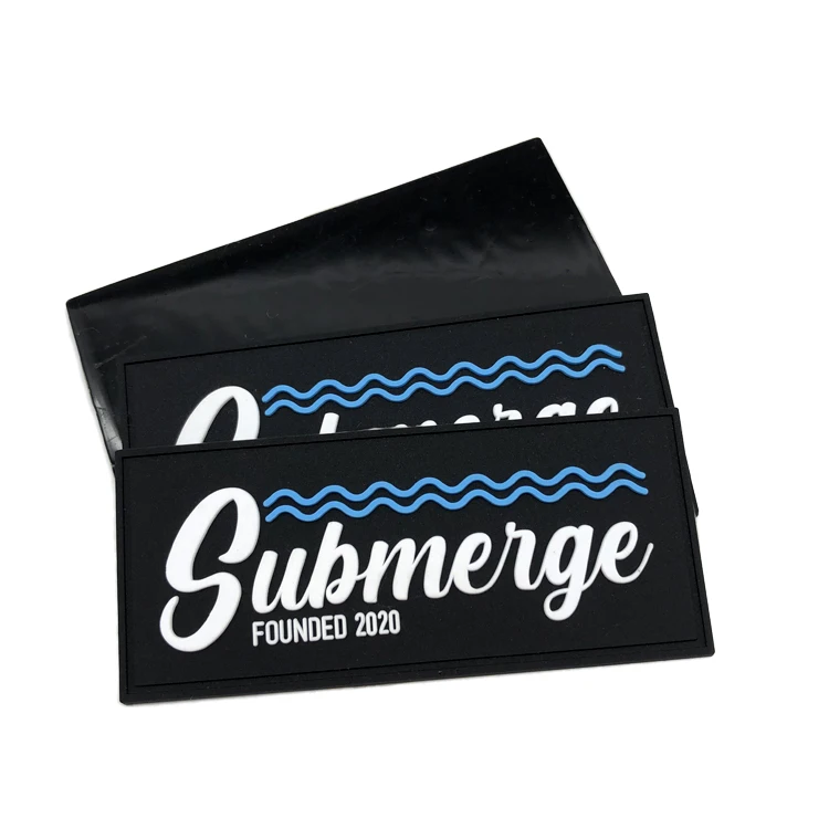 High Quality Custom Pvc Garment Soft Rubber Patch  Black Pvc Rubber Patch Embossed Logo