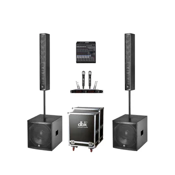 10x3.5 Inch Column Speaker with Powered 15 Inch Active Subwoofer PA System Professional Audio Sound Amplifiers Speaker for Event