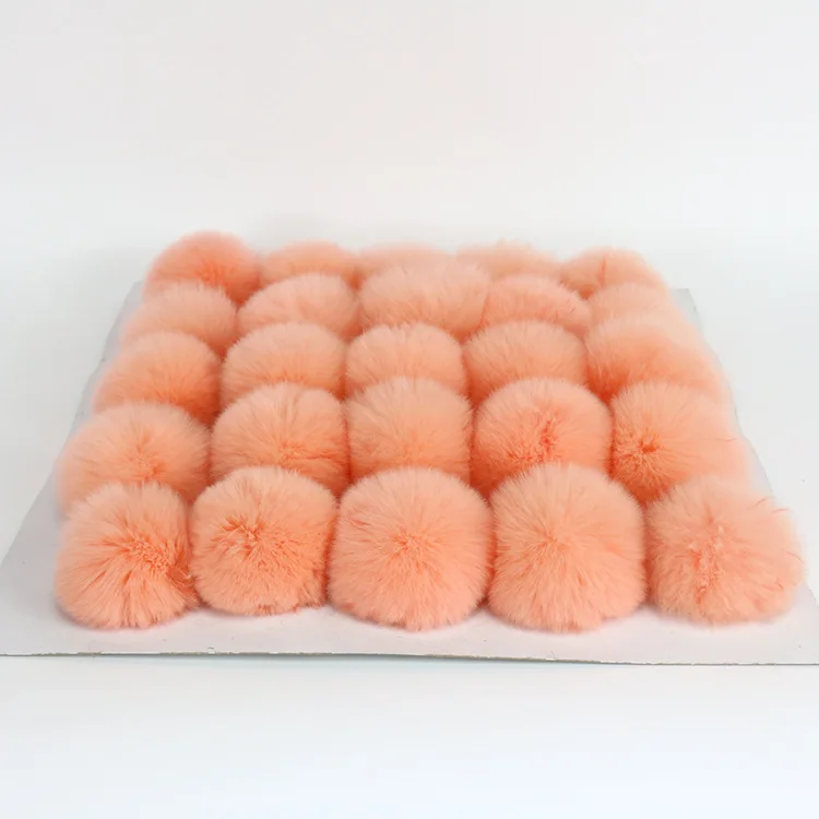 2021 Amazon Hot selling 6cm real rabbit hair ball with elastic band for diy pendant ornament gift real fur pompon for  pets toys