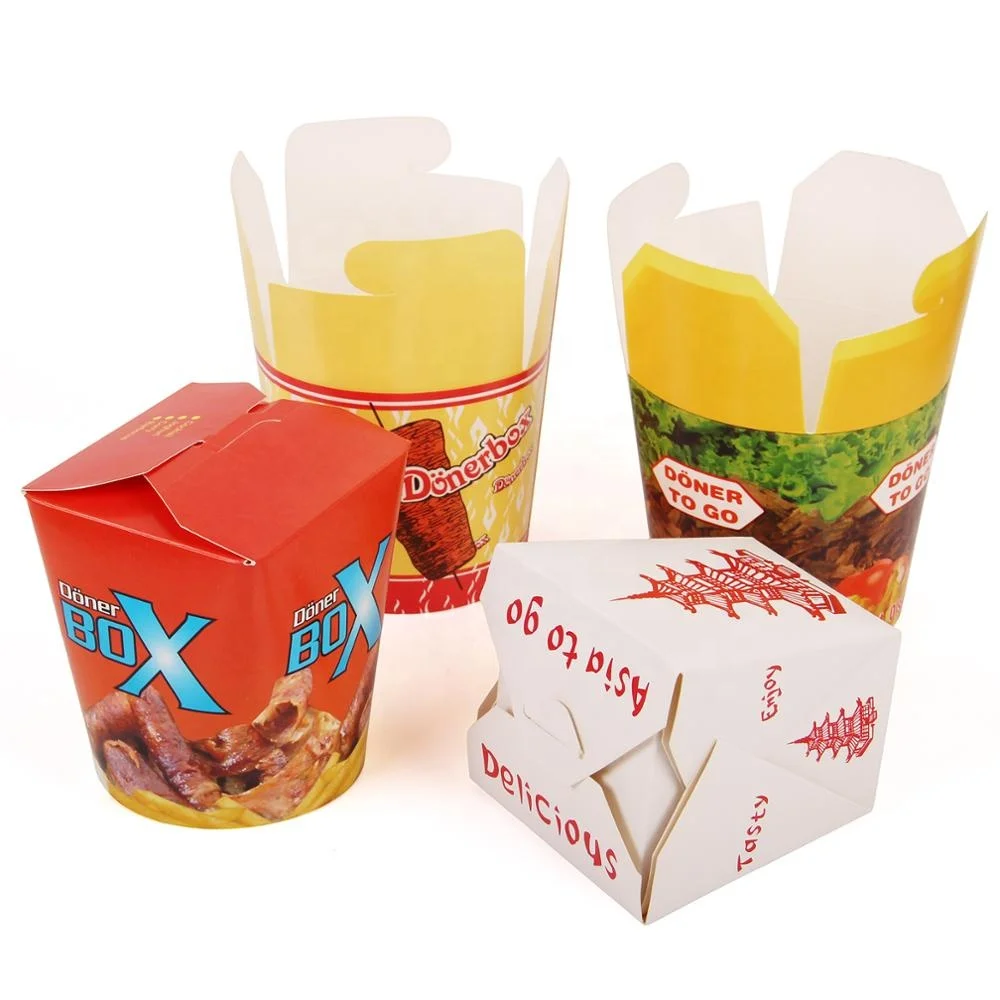 Custom Printed Disposable Square Take-Away Togo Container 16oz 26oz 32oz Cup Food Chinese Noodle Rice Turkish Kebab Doner Box manufacture