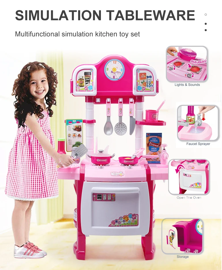 Kids educational toy girls cooking pretend paly kitchen toys sets plastic