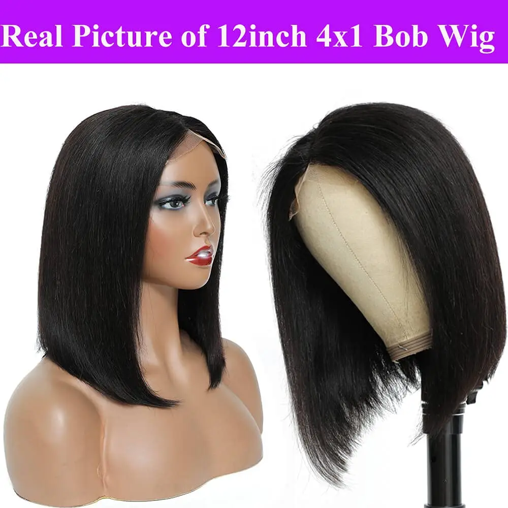 Fashion Party Graduation Ceremony Black Bob Straight Lace Front Wig