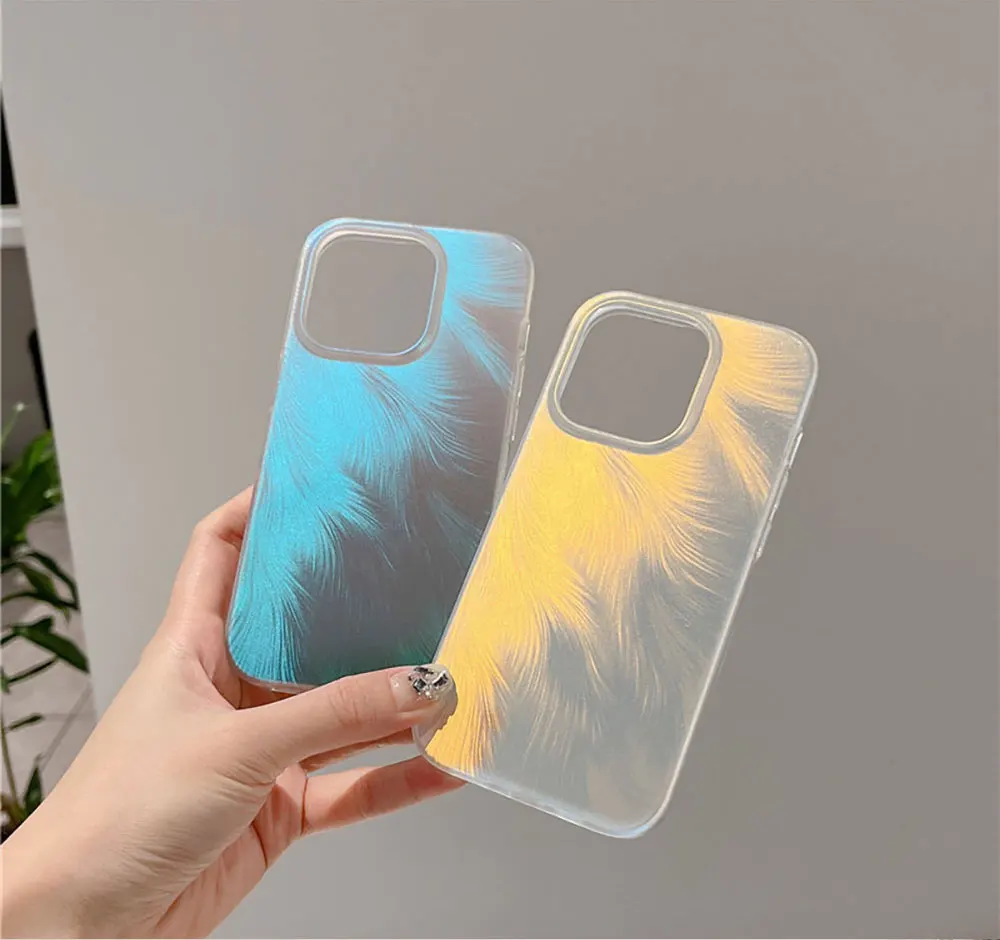 Gradient Puffer Phone Cases For Iphone X 7 8 10 11 12 13 14 15 Max Pro Plus Luxury Matte Laser Frosted Ombre Case SJK144 Laudtec manufacture