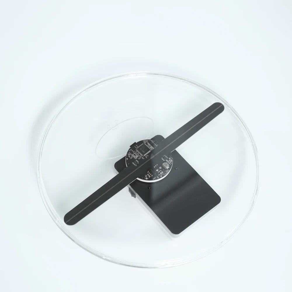 Rechargeable Table Top Display Hologram Watch Advertising 3D Hologram LED Fan 30cm