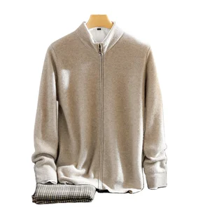 Men's Classic Slim Cardigan Jacket Anti-Wrinkle Breathable Cashmere Knitted Zipper Winter Autumn ODM Supply Pattern Sweater