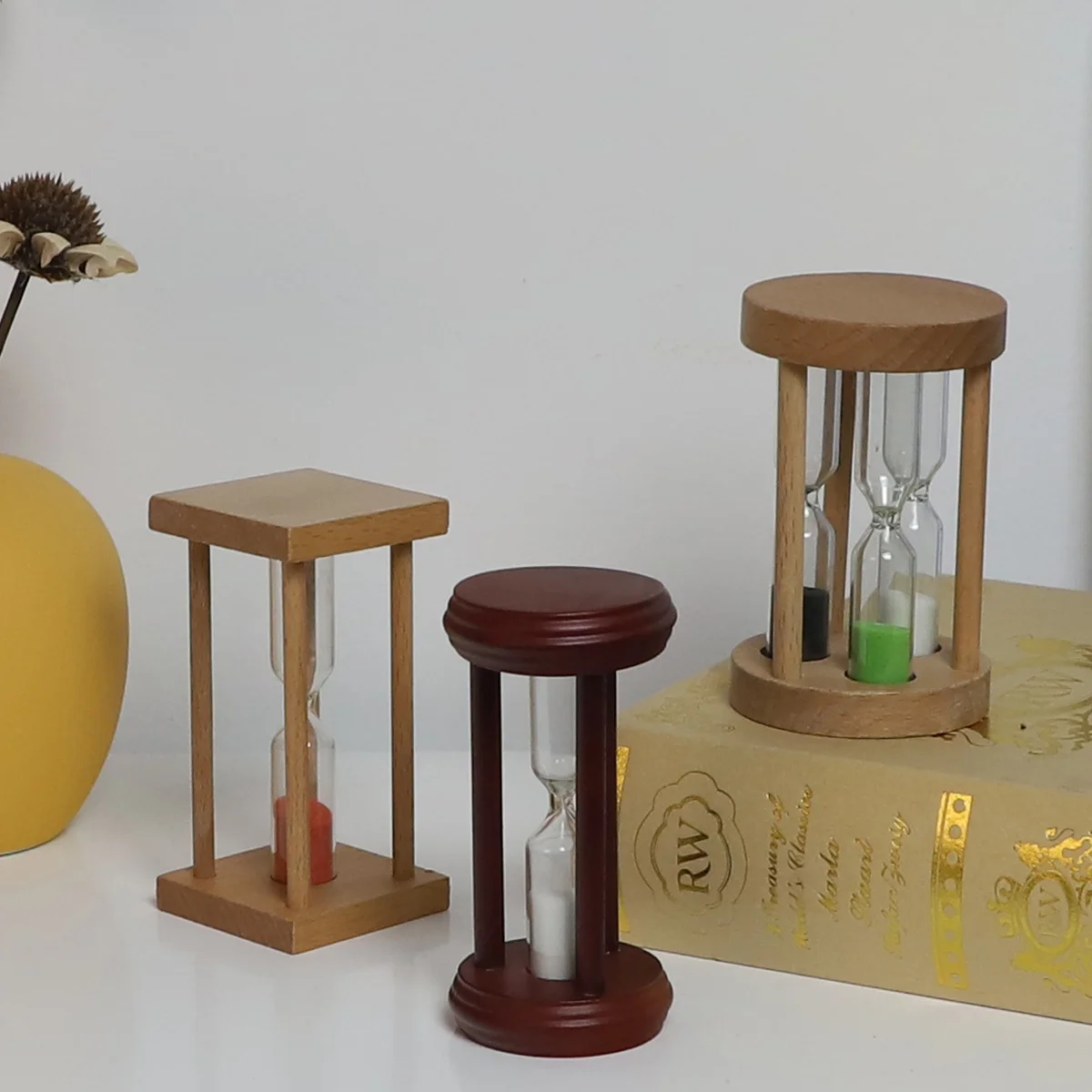 Heiße Qualität Holz benutzerdefinierte Farbe Timer Sanduhr 1 Minute Sand Timer Glas Sanduhr modernen Stil für Tee Kaffee Leben