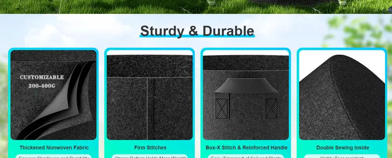 1 Gallon Traditional Farmhouse Design Black Durable Non-Woven Fabric Grow Bags Handles 260-400 Thickness for Garden Outdoor Use details