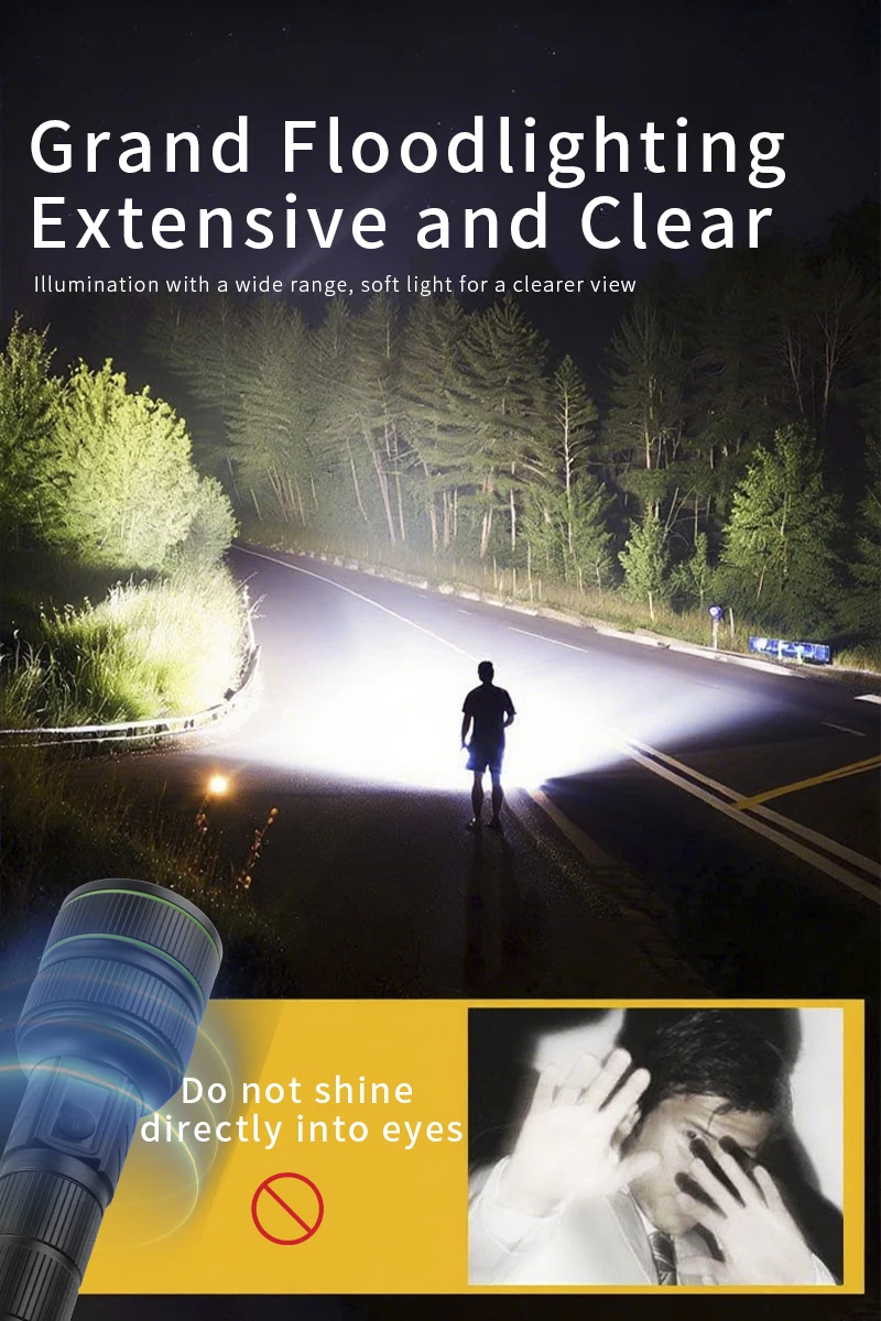 product high lumens power bank usb rechargeable zoomable led waterproof long range powerful led torches light tactical flashlights-20