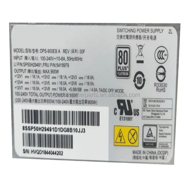 Computer Power Supplies New Original PSU for Lenovo Workstation P720 P520 900W Switching DPS-900EB a 54Y8979