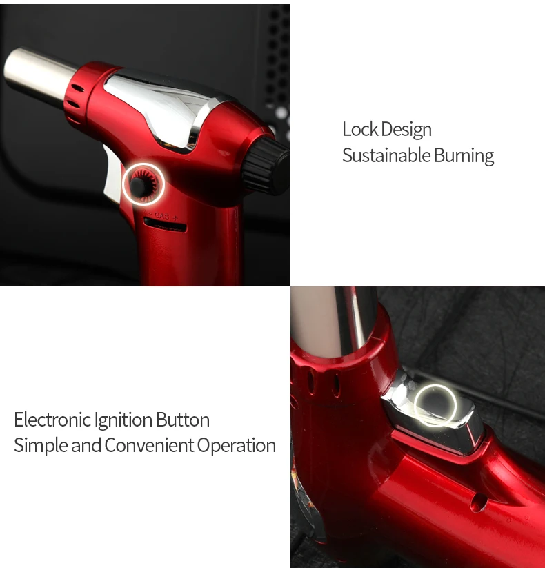 Gf-905 Most Powerful Custom LOGO Camping Windproof Chefs Gas Butane Jet Torch Lighters for Cigar Kitchen Culinary