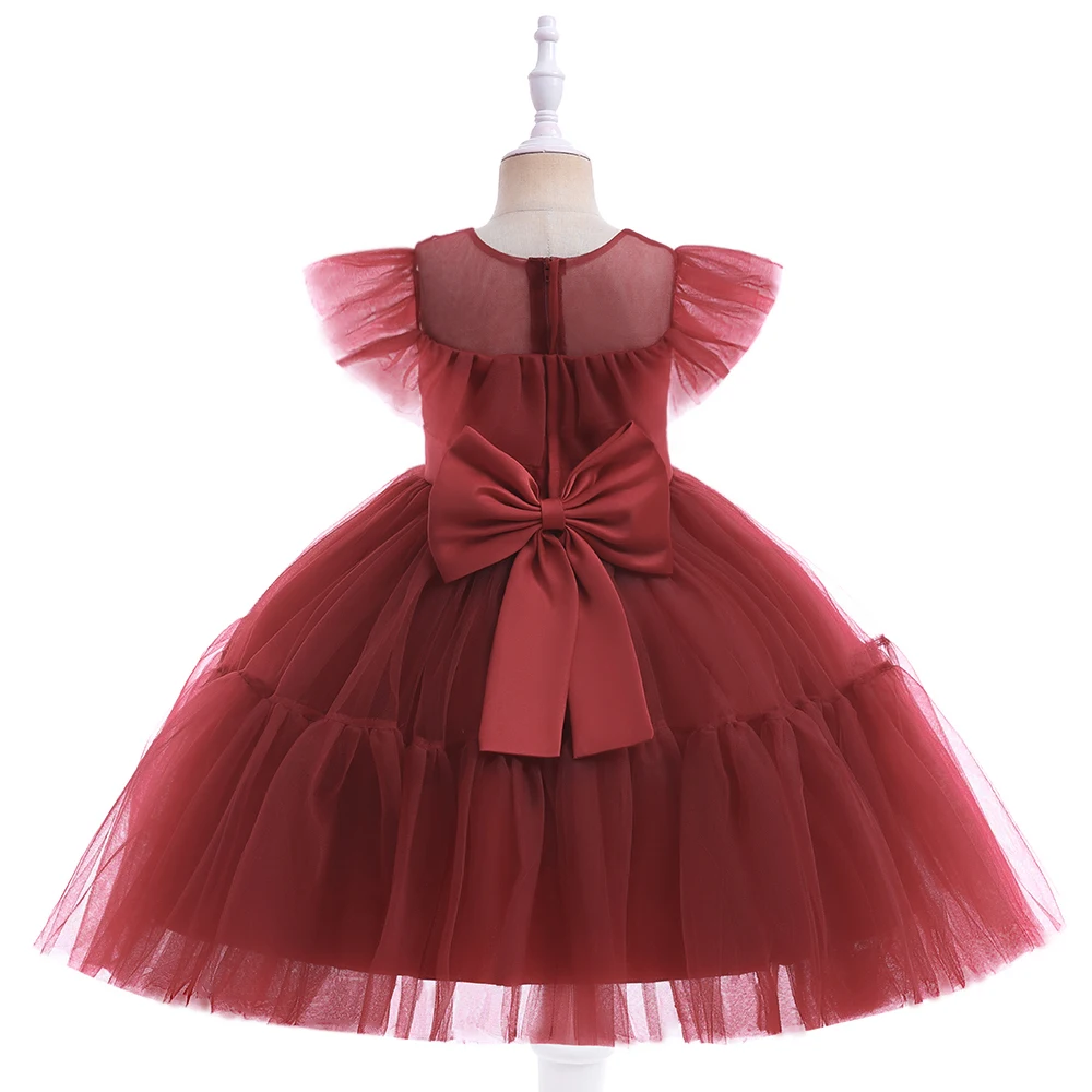 Mqatz Hot Sale Girls Summer Clothing Evening Party Elegant Red Tulle