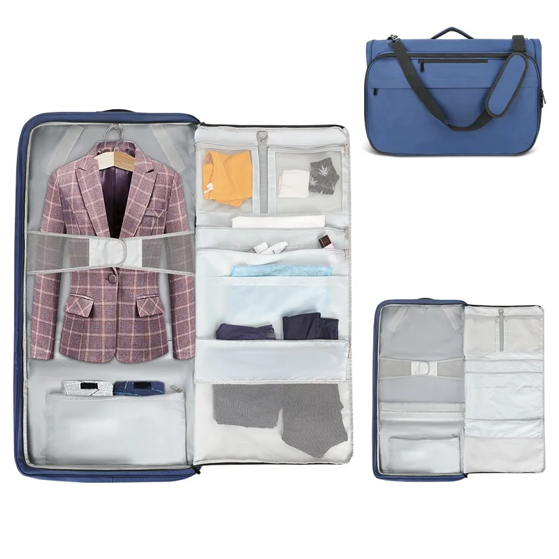 2 in 1 Canvas Garment Bags Mens Cotton Suit Travel Bags Carry on Garment Duffel Bags for Travel and Business Trips