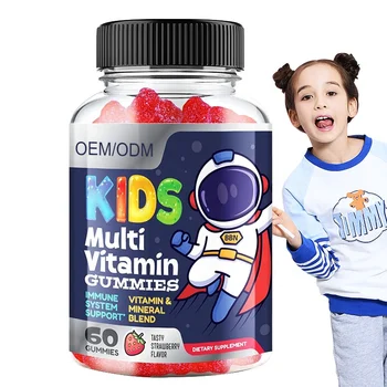 OEM Factory Price Child Halal Vegan Multivitamin Supplements Immune System Support Vitamin Gummies for Kids