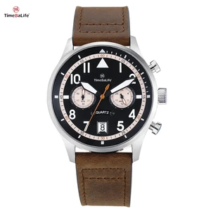 Custom logo New VK64 Men's Quartz Watch Waterproof Stainless Steel Leather Band Fashion Calendar Chronograph Clock Watch