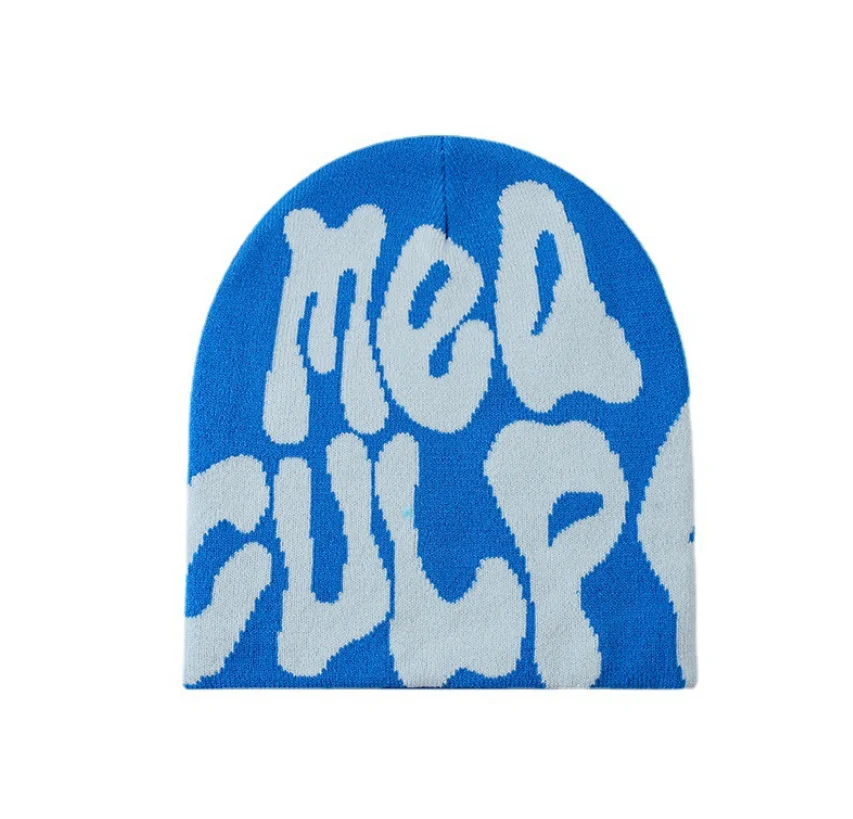 New High Quality Customized All Logo Over Print Mea Culpa Beanies No