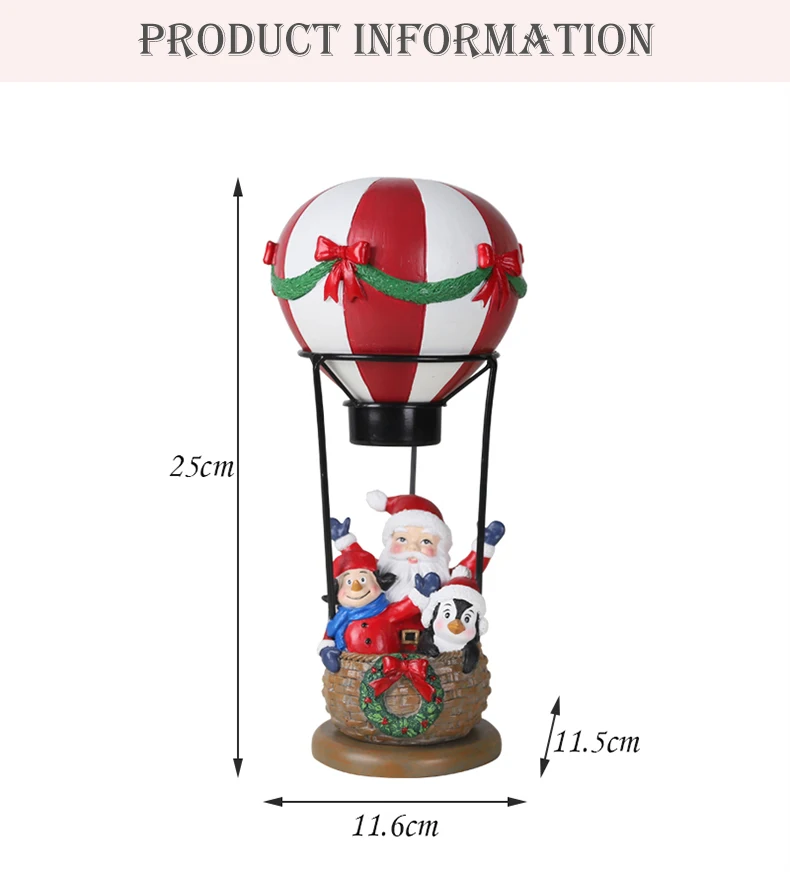 CHRISTMAS Santa in LED Hot Air Balloon DECORATION ORNAMENT