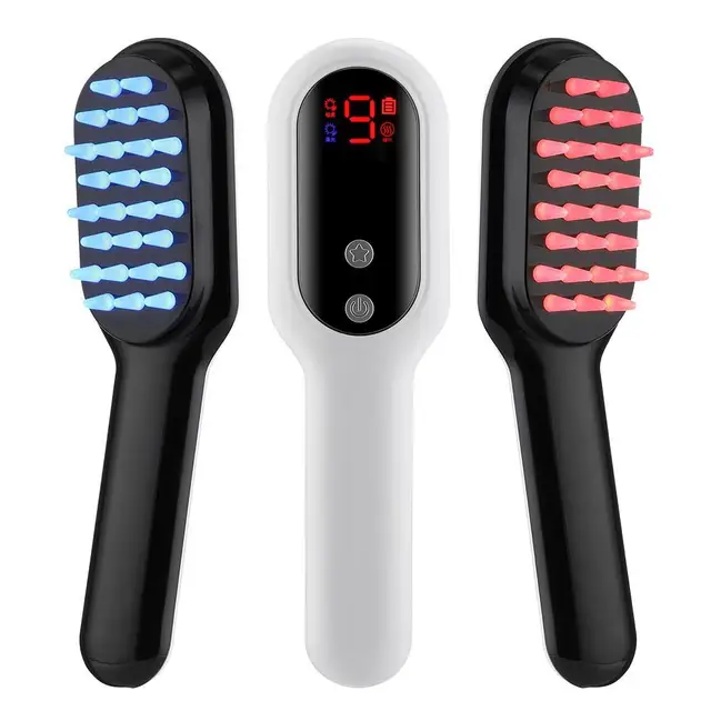 Red Blue Light vibrating massage hair gross comb LED Anti Hair Loss Scalp Maassager Brush