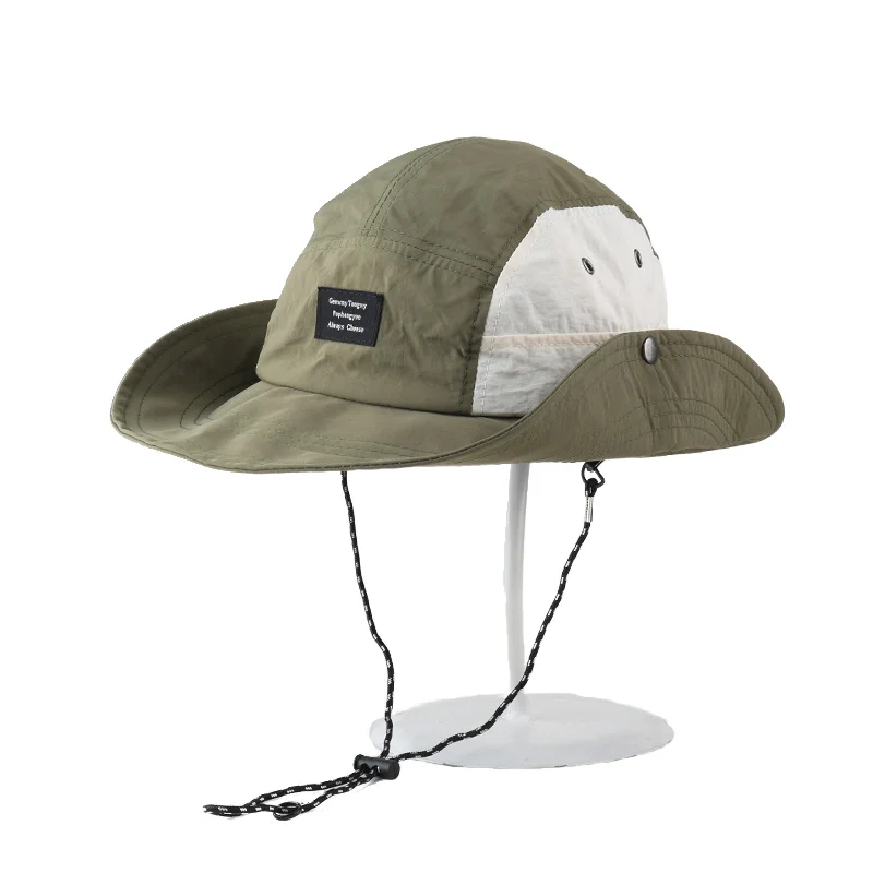 Лоскутная Панама контрастного цвета с ремешком на подбородке быстросохнущая Солнцезащитная шляпа Boonie для альпинизма УФ-защита