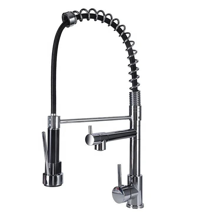 All Copper Spring Can Pull Out Kitchen Faucet Hot And Cold Wash Basin European 360 Degree