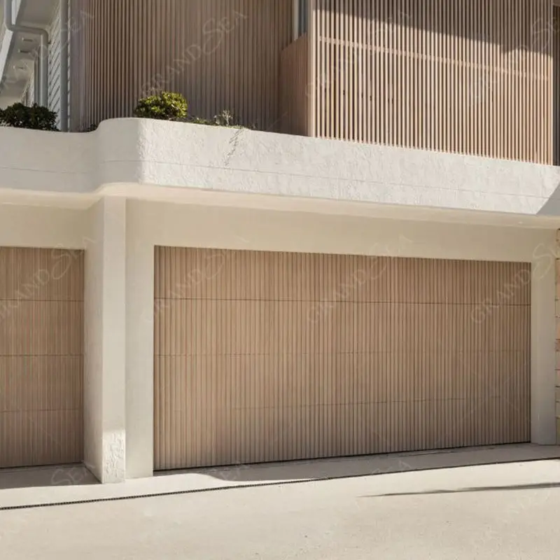 Australian Hurricane Impact Overhead Residential Modern Luxury Wooden Look Batten Garage Doors for Homes