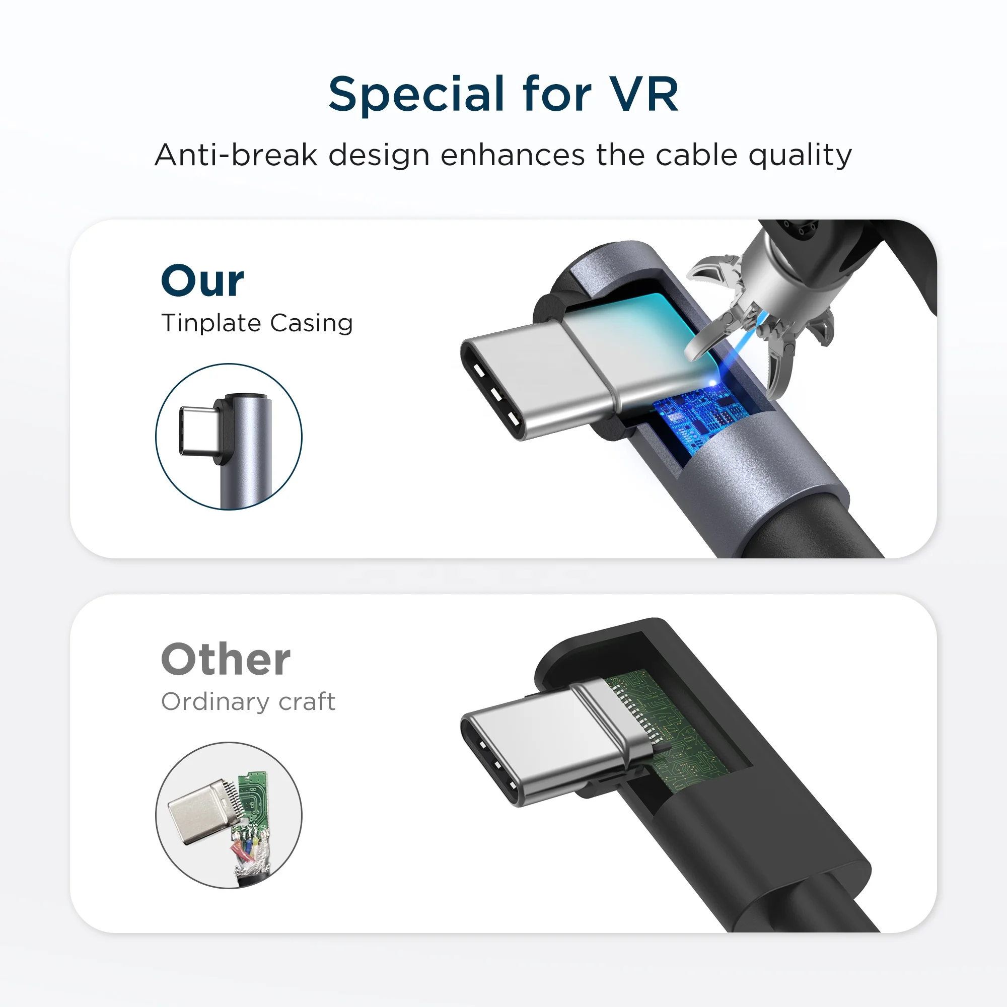 Соединительный кабель KIWI design, совместимый с Oculus Quest 2, кабель USB 3,0 для быстрой зарядки и передачи данных ПК для VR-гарнитуры и игр на ПК