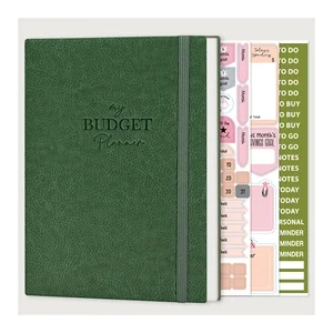 Wholesale A5 Hardcover Paycheck Journals Monthly Money Organizer Customized Undated PU Leather Budget Planners With Stickers