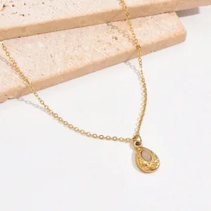 European American Stainless Steel Design Drop-shaped White Zircon Women's Sporty Necklace Personality Fashion