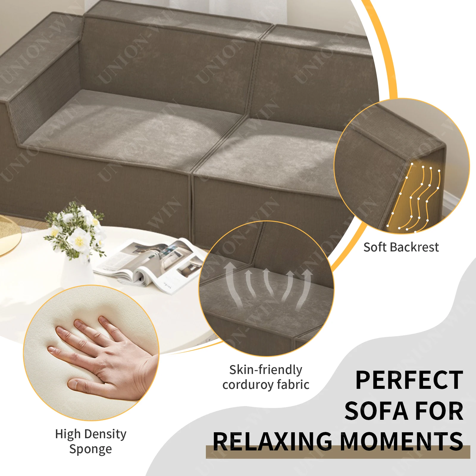 Union Win Tanzuo Pressure Fluffy Memory Foam Couch Living Room Chair Foam Compressed Sofa in Box Furniture Set Compressed Sofa