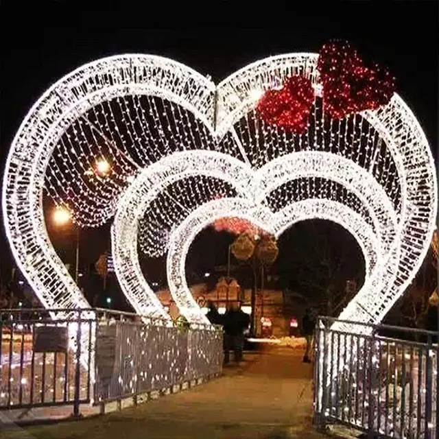 Led outdoor Holiday Street Garden Park Square decorated time tunnel waterproof metal arch 3D motif lights