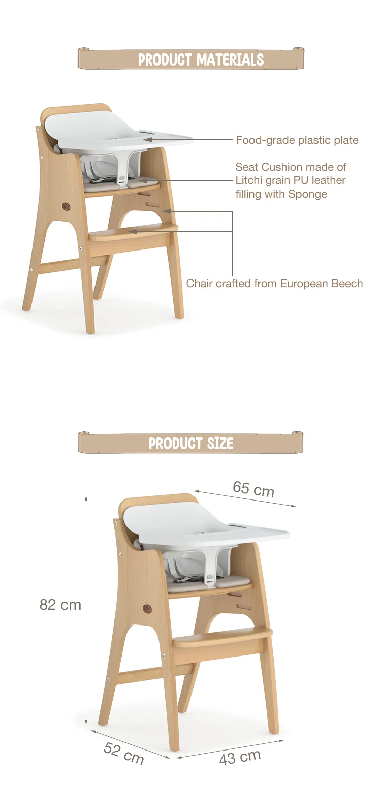 Only B2b Boori Multifunction Adjustable Wooden Adult Baby Feeding Eat