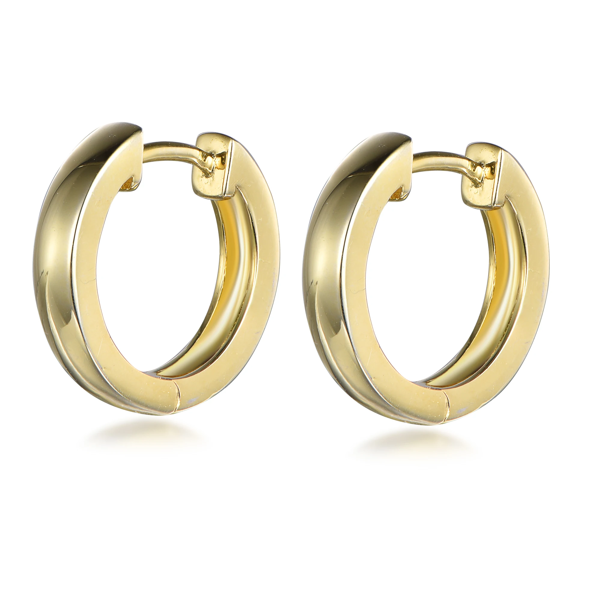 top ladies earrings gold hoop earrings 18k gold plated 925 silver ear ring high end 18k gold plated tube hoop earring