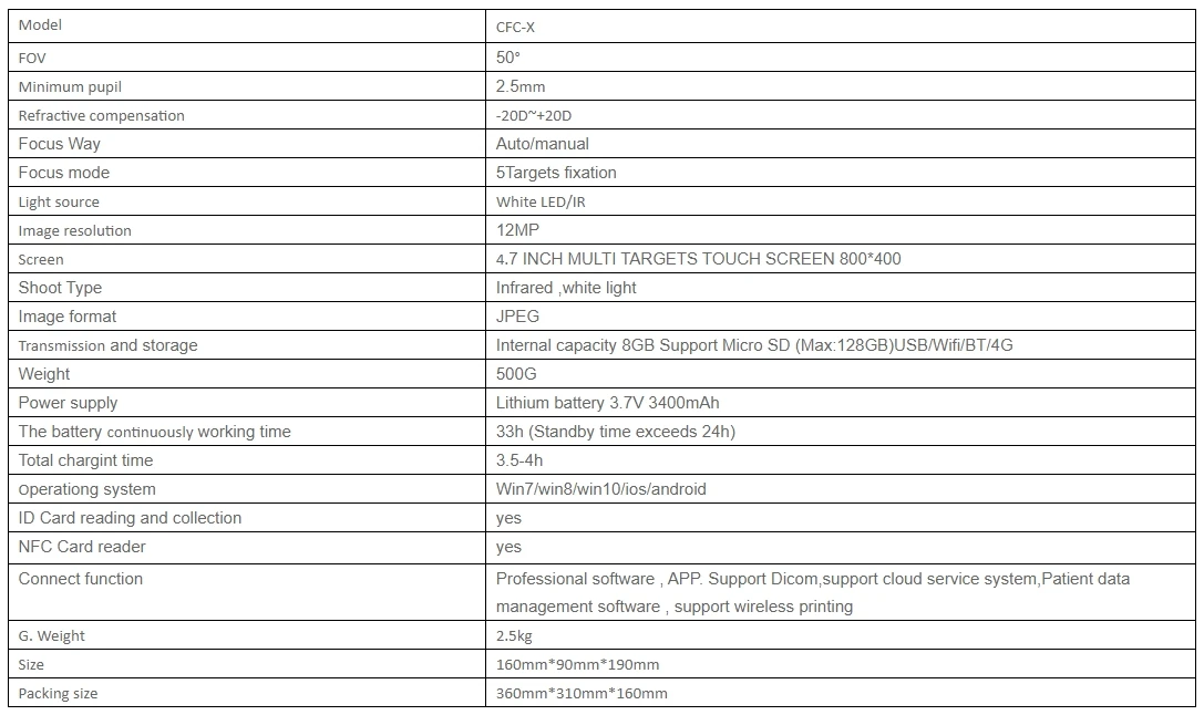 Portable Fundus Camera CFC-X Handheld Eye Fundus Retinal Camera Non-Mydriatic Digital Fundus Camera Ophthalmic Instrument
