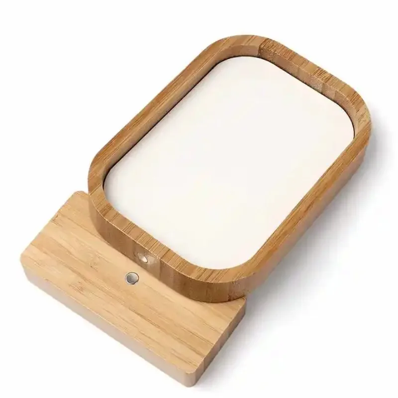 DIY Design Bamboo Photo Frame Sublimation Round Rectangle Shapes with Magnet Stand for Gift Giving