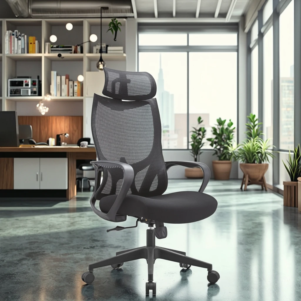 Black Professional Home Chair PP Frame Lumbar Support Butterfly Mechanism Ergonomic Seating 2