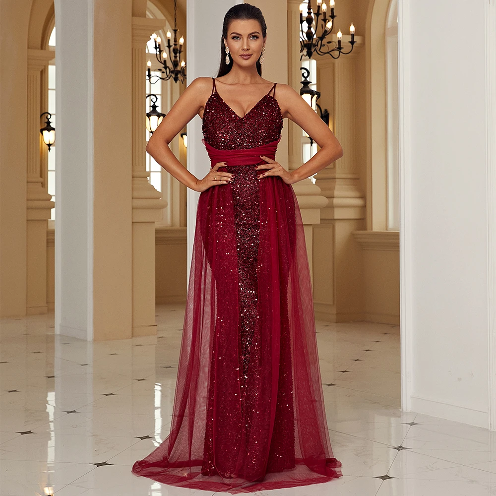 red glitter bridesmaid dresses Burgundy Bridesmaid Dresses Simple Sequin Lace V-neck Open Back Brides –  Anna PromDress