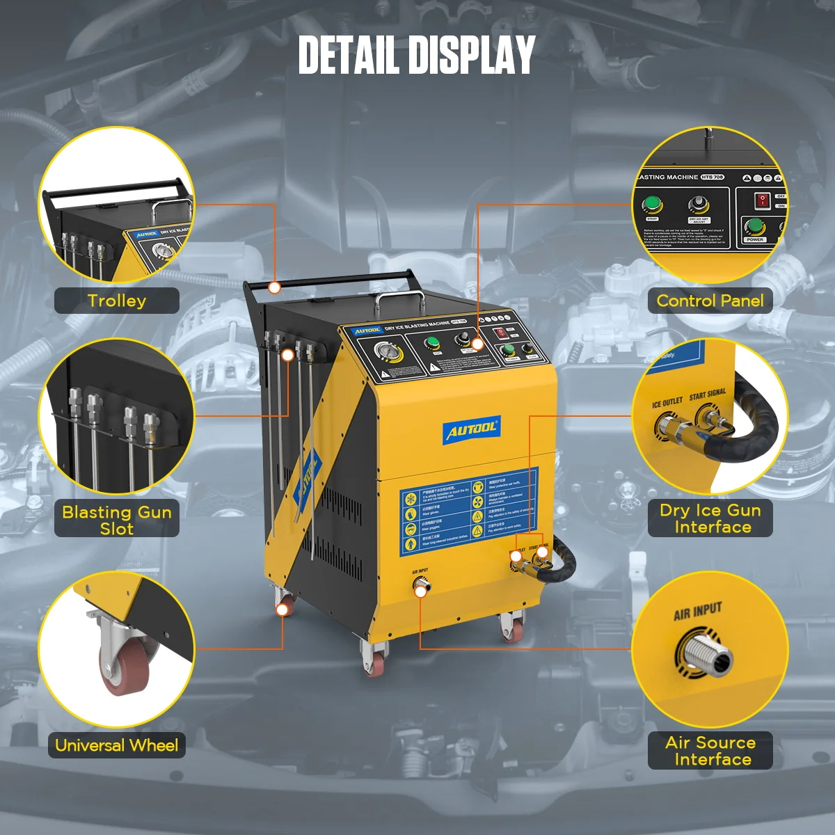 Autool Hts708 Automotive Dry Ice Cleaner Portable Decarbonization Co2