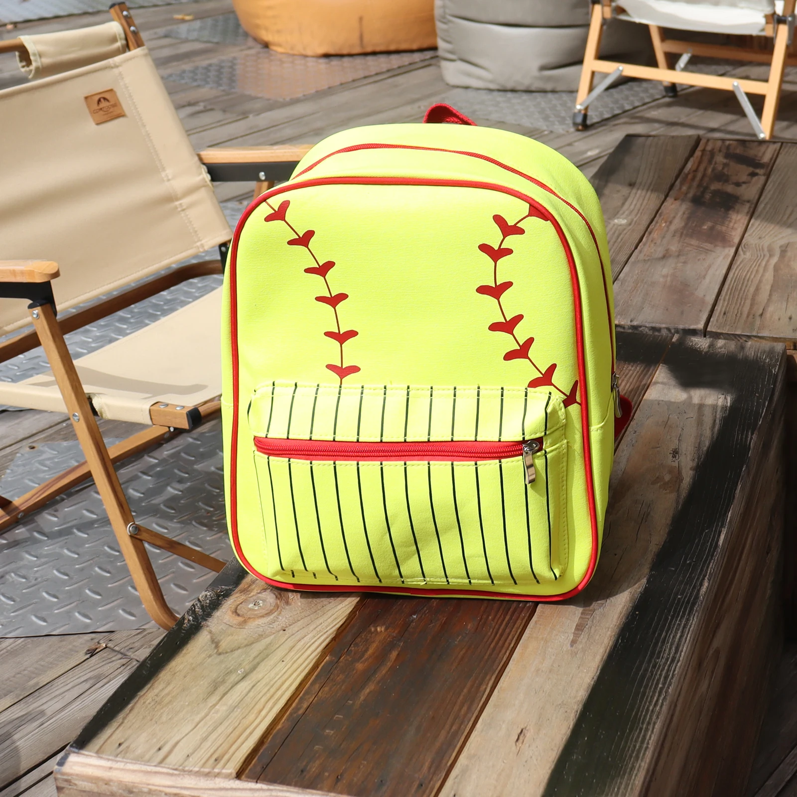 Summer Outdoor Waterproof Baseball Travel Backpack Bag Stripe And