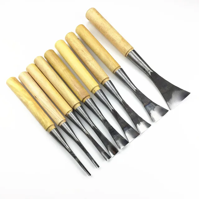 Wood Carving Tools Manual Woodworking Carving Knife Grinding With a Blank Knife 6 Set