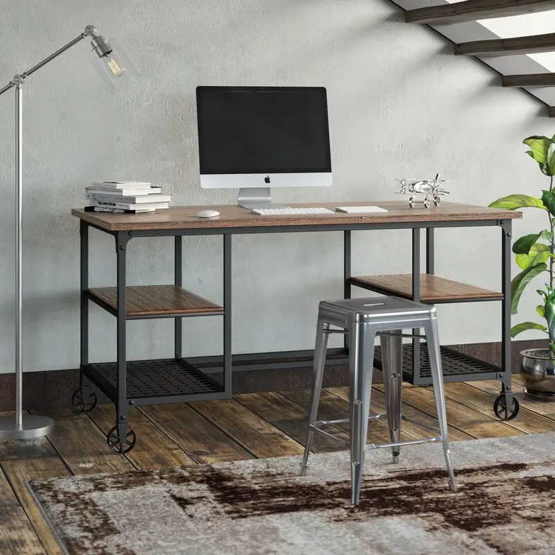 工业风格装饰轮毂网格金属货架家庭办公室办公桌