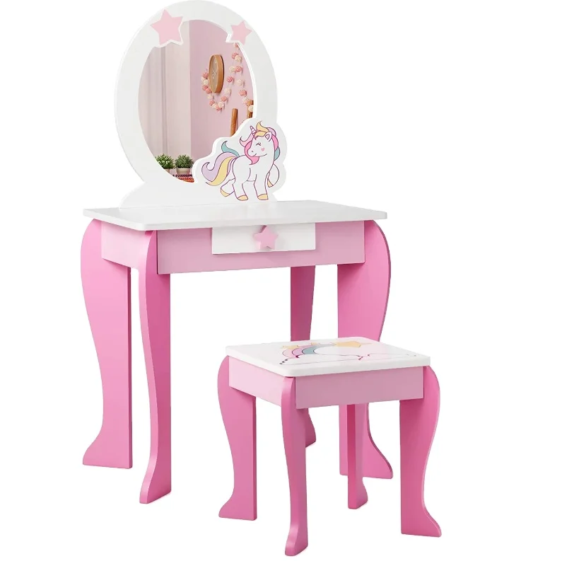 kids vanity table and stool