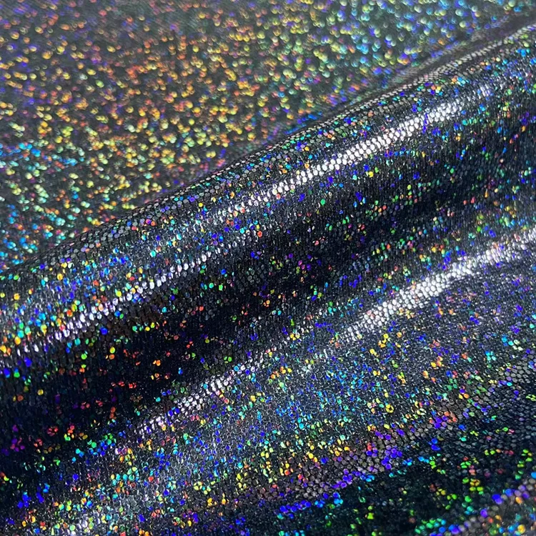 Цветная Радуга горячая печать фольги полиэстер лайкра трикотаж Блестящий Джерси одежда для плавания ткань