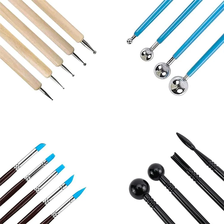 24PCS Polymer Clay Tools with Air Dry Clay Tools Ball Stylus Dotting Tools Rock Painting Kit for Sculpture Pottery