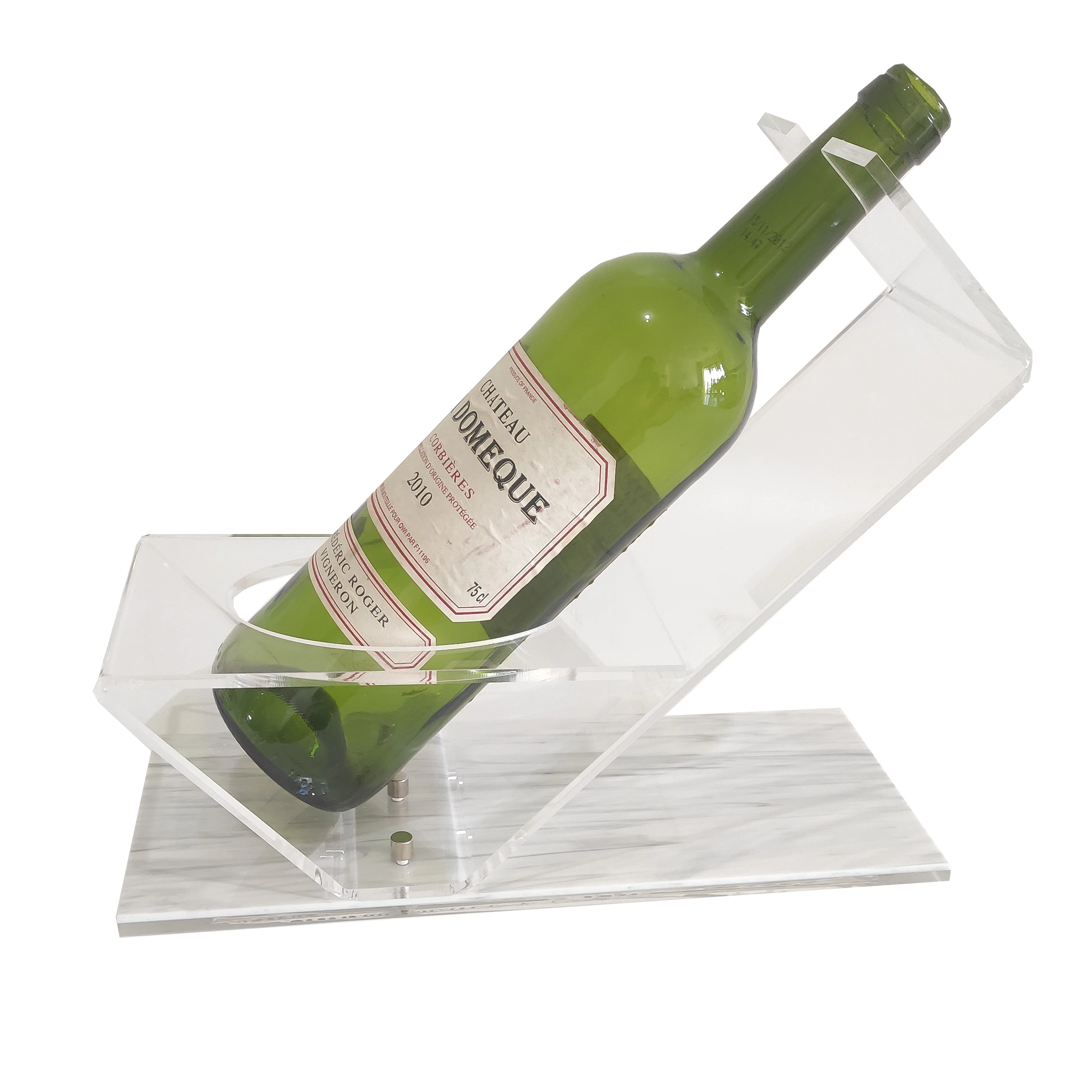 Modern Style Single Acrylic Wine Rack Lean Stand for 750ml Wine Bottles  Display Rack Holder