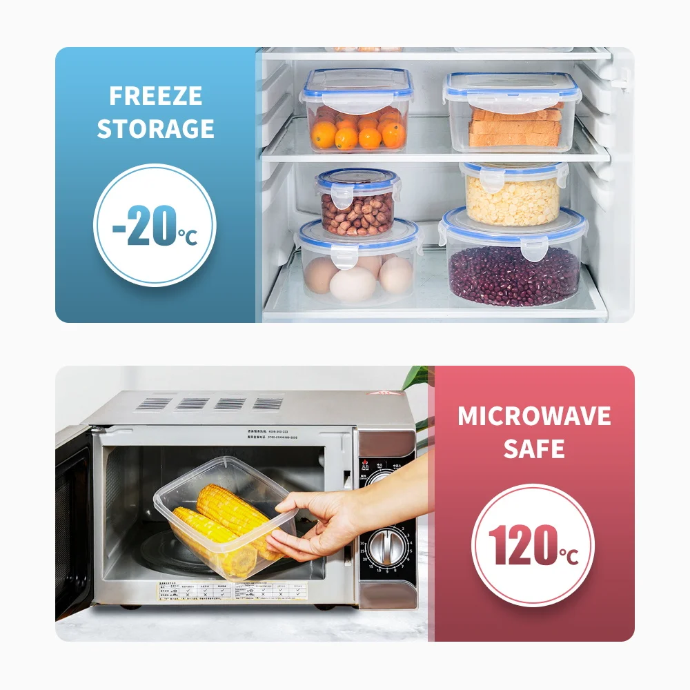 EASYLOCK Подарочная коробка BPA бесплатно герметичный кухонный холодильник Микроволновая печь сухой пластиковый контейнер для хранения еды набор с крышкой