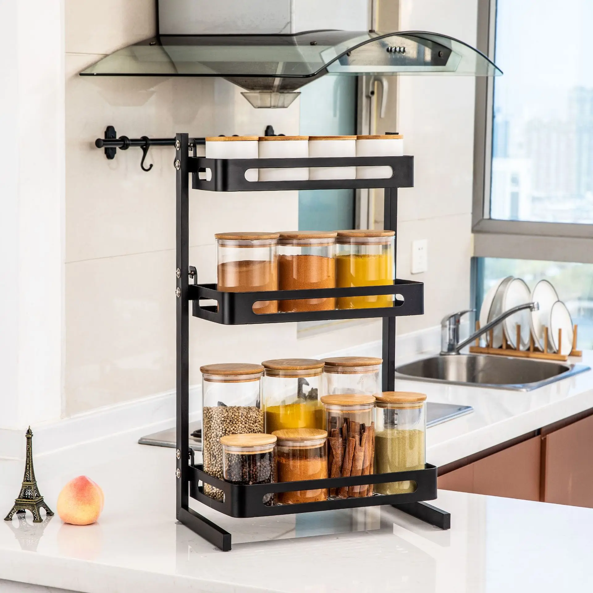 Stainless Steel Spice Bottle Storage Rack Kitchen Seasoning Organizer ...