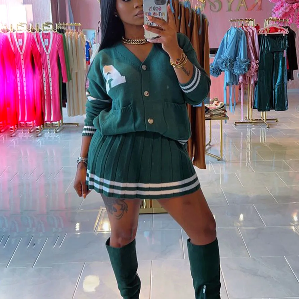 Skirt Sweater For College Girl College Style Set(women's Collar