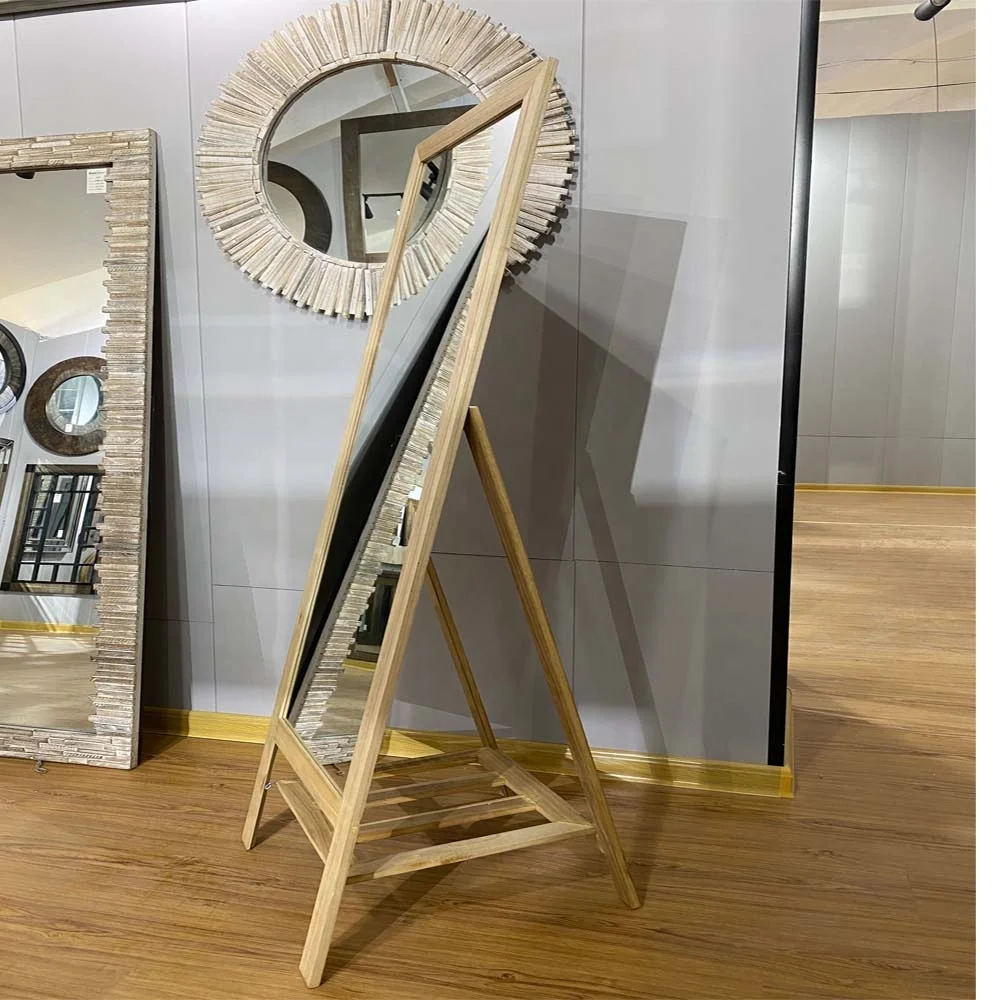 Modern Floor Standing Full Length Mirror Frame With Shelf Bedroom Large